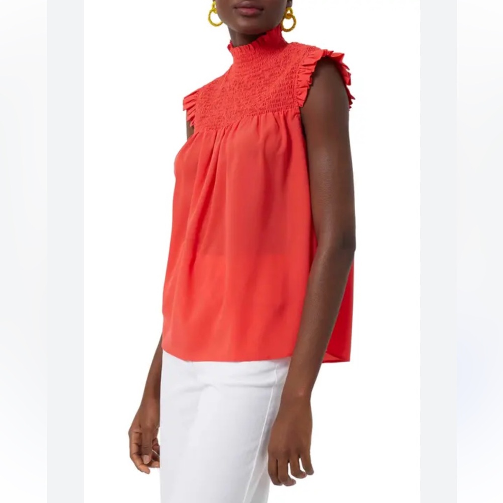 French Connection Red Ruffled Sleeveless Blouse